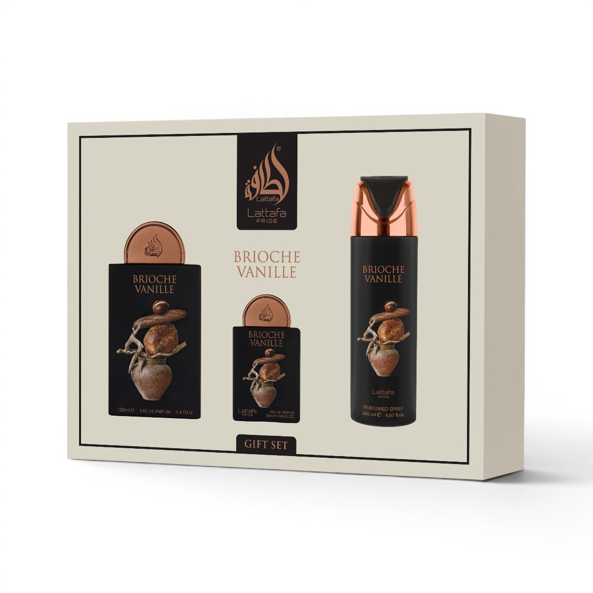 Lattafa Brioche Vanille 3‑Piece Gift Set – Warm Vanilla Perfume