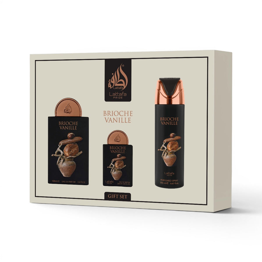 Lattafa Brioche Vanille 3‑Piece Gift Set – Warm Vanilla Perfume