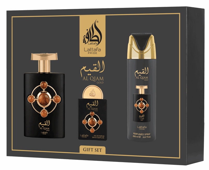 Al Qiam Gold 3-Piece Luxury Gift Set Saffron Amber