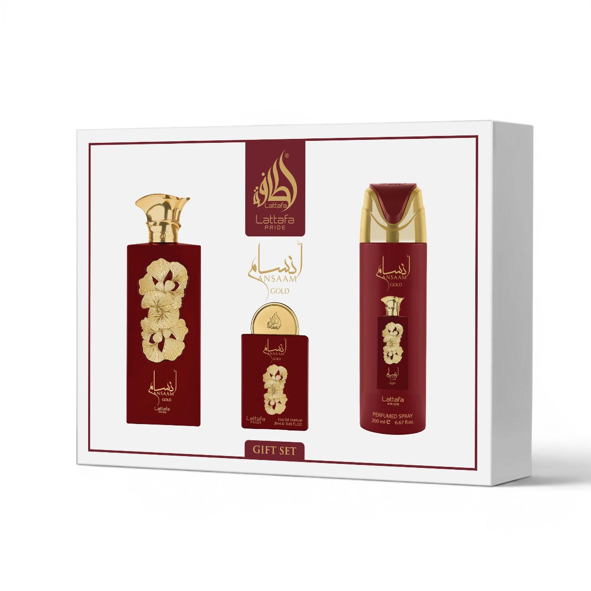Ansaam Gold 3-Piece Perfume Gift Set with Pear Mandarin Rose