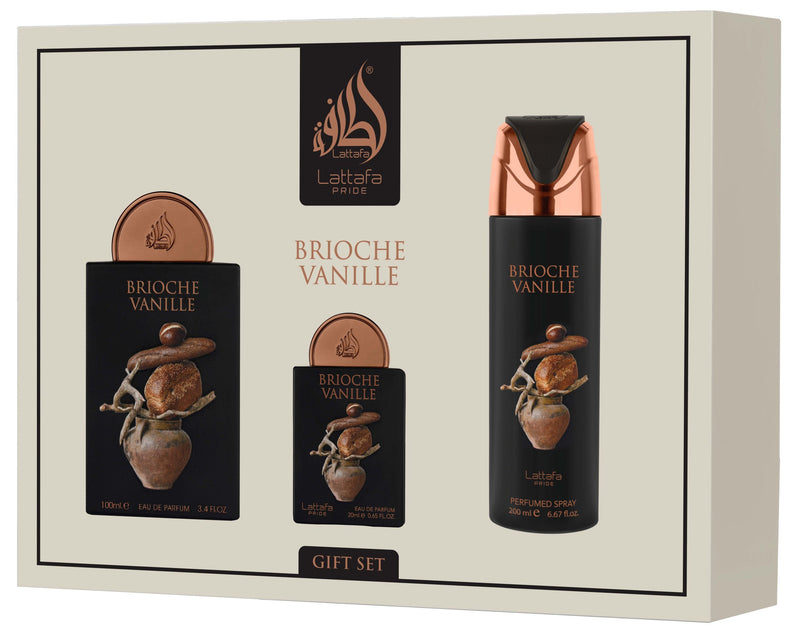 Lattafa Brioche Vanille 3‑Piece Gift Set – Warm Vanilla Perfume