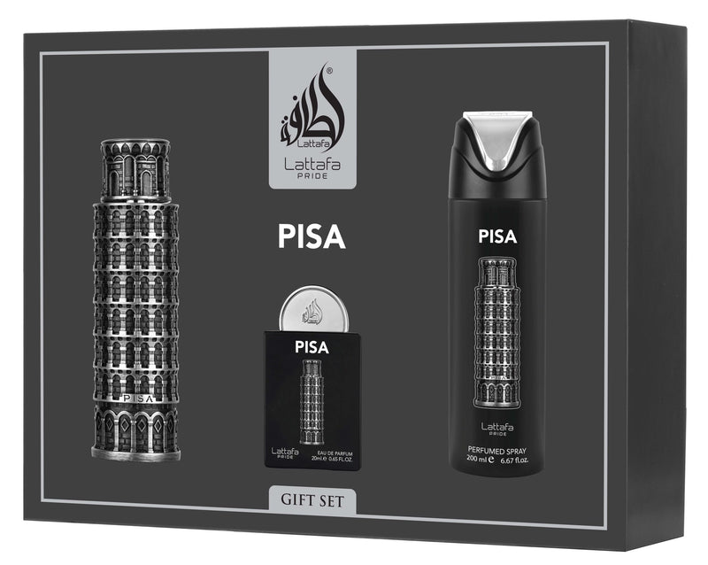 Lattafa Pisa 3‑Piece Gift Set – Citrus Bergamot, Mandarin & Cedarwood