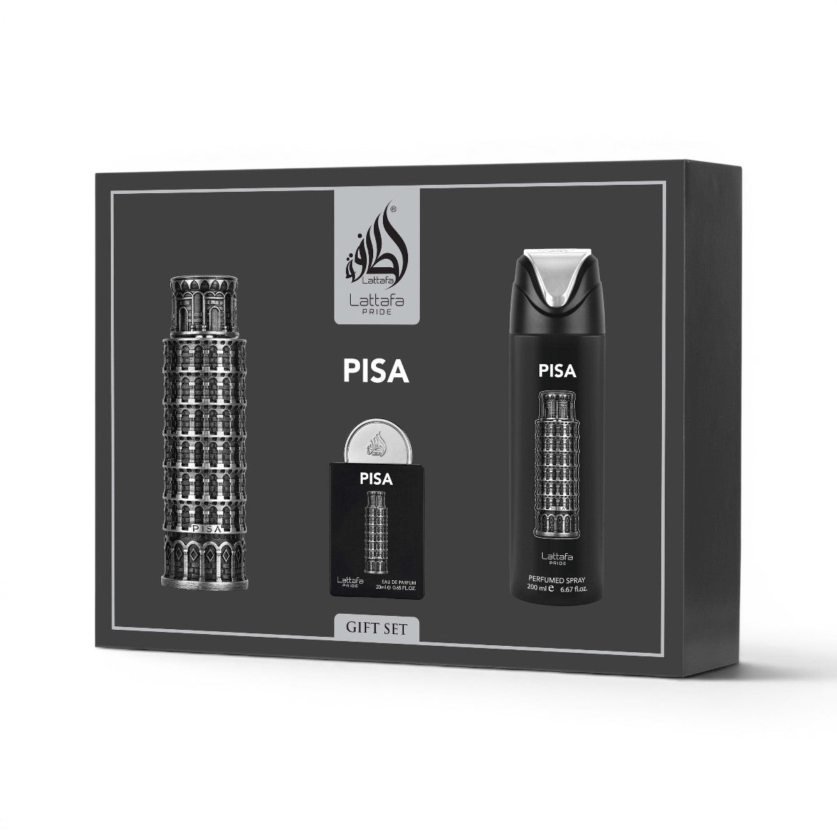 Lattafa Pisa 3‑Piece Gift Set – Citrus Bergamot, Mandarin & Cedarwood