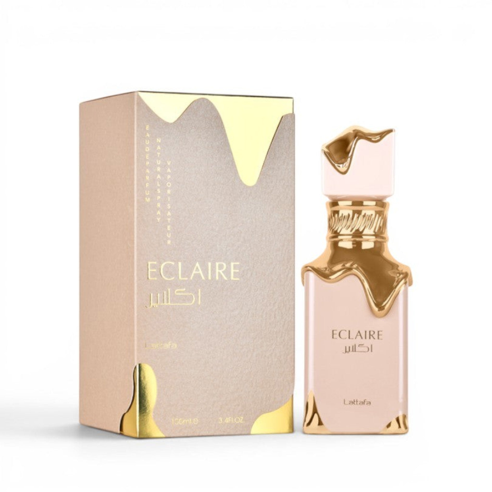 Scent Sphere Eclaire Eau de Parfum for women and men, a gourmand fragrance with caramel, sugar, milk, honey, white flowers, vanilla, praline, and musk notes.