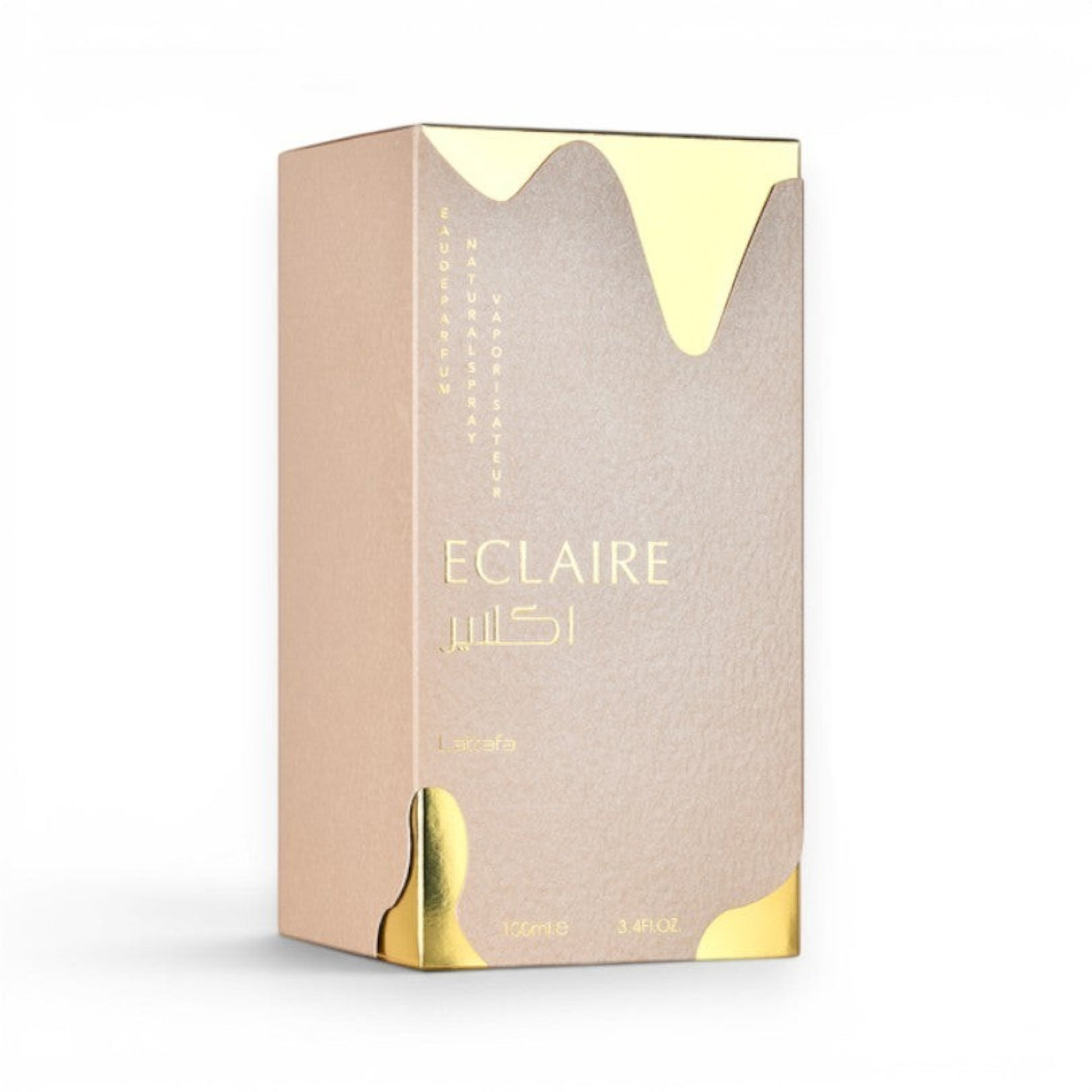 Scent Sphere Eclaire by Lattafa Eau de Parfum 100ml bottle with caramel, sugar, milk, honey, white flowers, vanilla, praline, and musk notes.