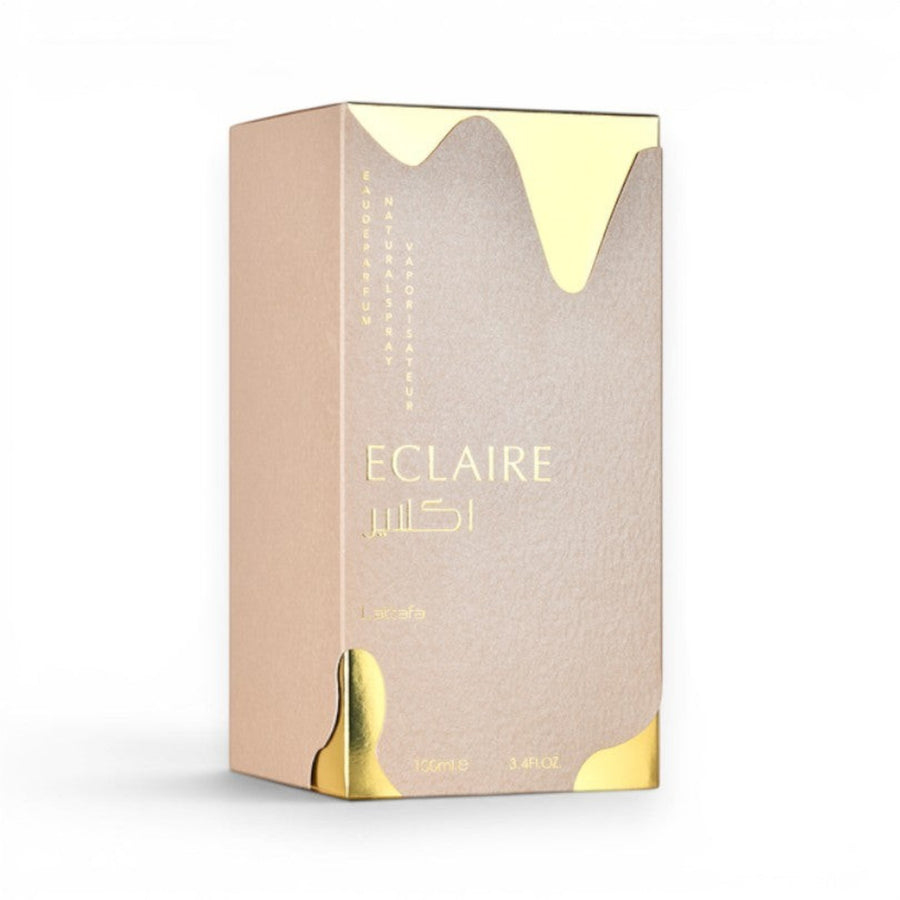 Scent Sphere Eclaire by Lattafa Eau de Parfum 100ml bottle with caramel, sugar, milk, honey, white flowers, vanilla, praline, and musk notes.